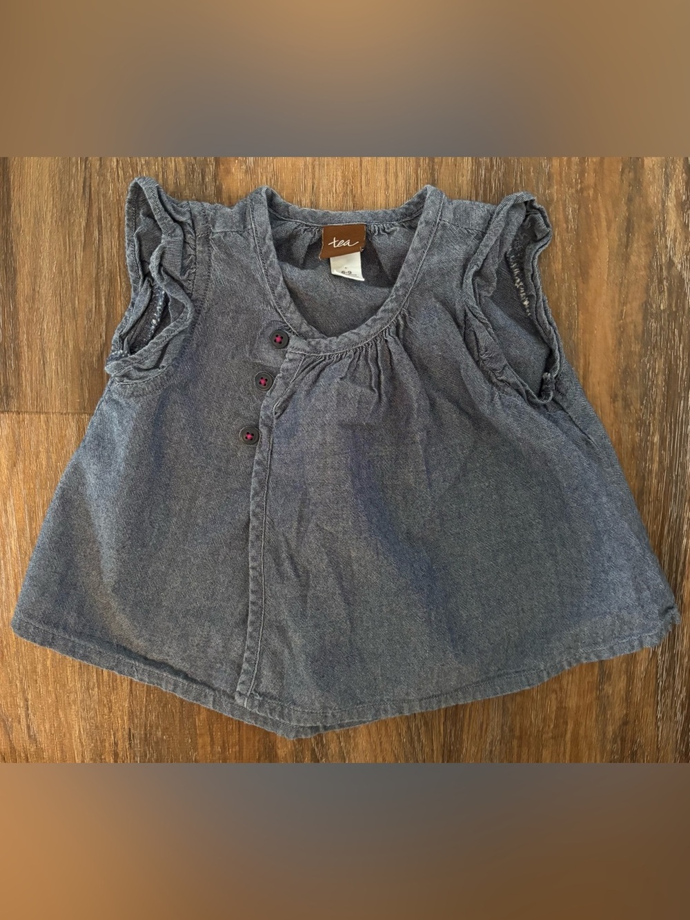 Tea Collection Umi Chambray Ruffle Sleeve Tank Top